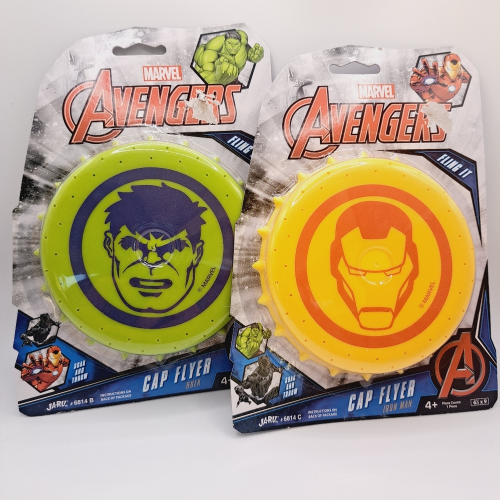 4/$20 Disney Marvel Water Cap Flyer Iron Man & Hulk